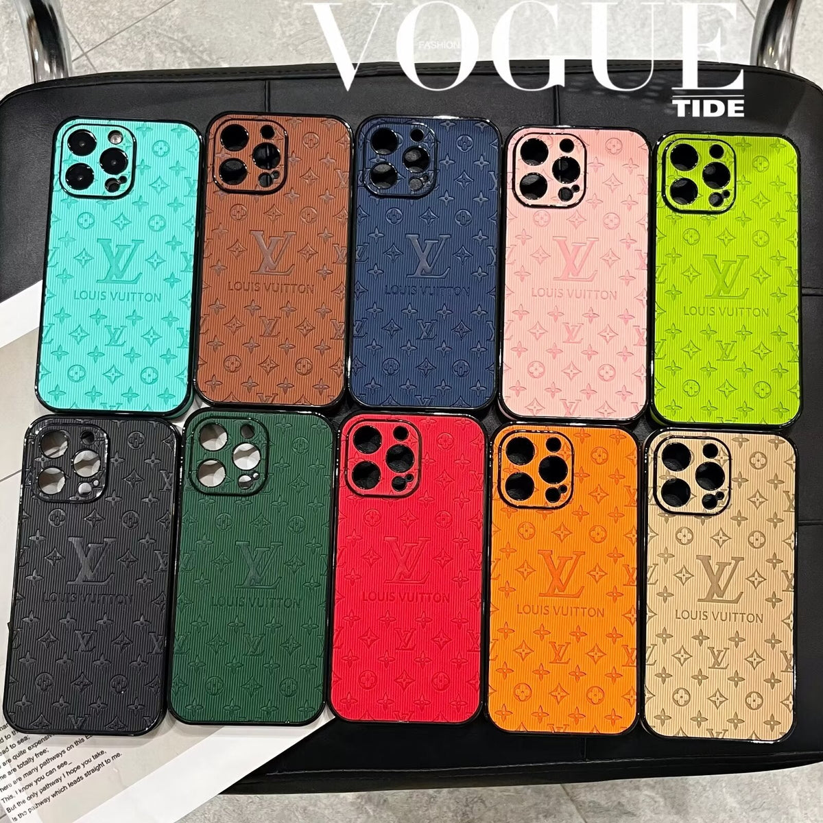 3D Monogram Embossed Leather Case for iPhone
