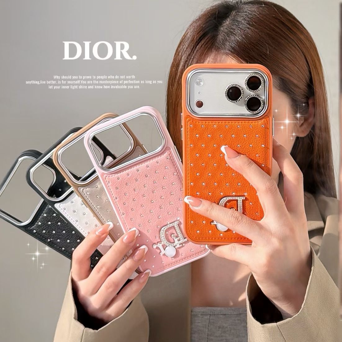 Classic Orange Dior Leather Case - iPhone 12-18 Pro & Pro Max