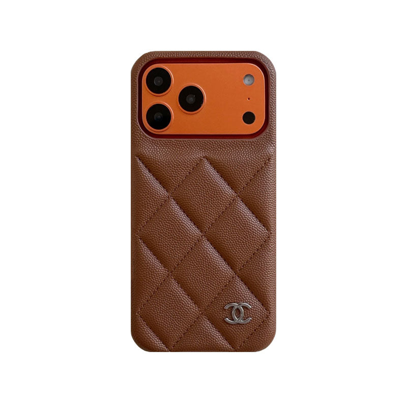 Elegant Leather CC iPhone Case Orange For iPhone 13-18 Pro & Pro Max