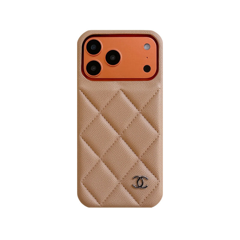Elegant Leather CC iPhone Case Orange For iPhone 13-18 Pro & Pro Max