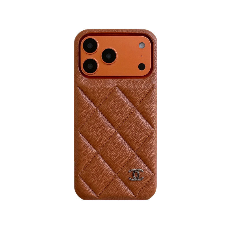 Elegant Leather CC iPhone Case Orange For iPhone 13-18 Pro & Pro Max
