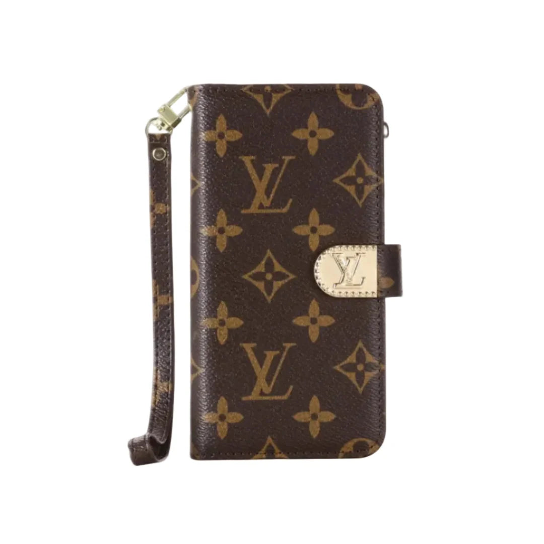 MONOGRAM CANVAS LEATHER WALLET SAMSUNG MOBILE PHONE CASE Roxy New