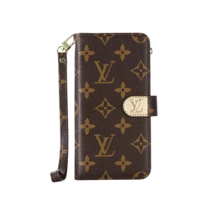 MONOGRAM CANVAS LEATHER WALLET SAMSUNG MOBILE PHONE CASE Roxy New
