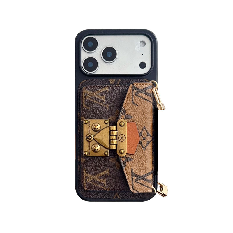 Luxury iPhone Case with Card Holder and Strap 12-18 Pro & Pro Max