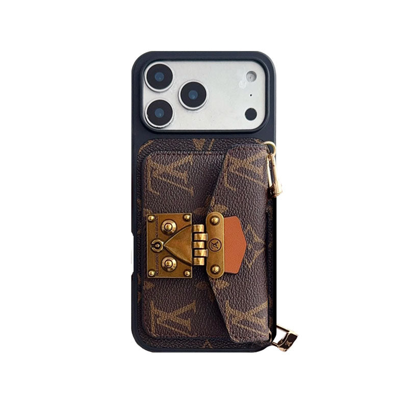Luxury iPhone Case with Card Holder and Strap 12-18 Pro & Pro Max