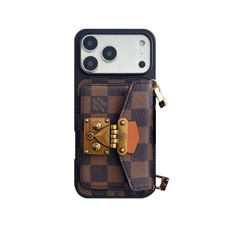 Luxury iPhone Case with Card Holder and Strap 12-18 Pro & Pro Max