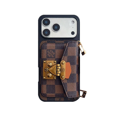 Luxury iPhone Case with Card Holder and Strap 12-18 Pro & Pro Max