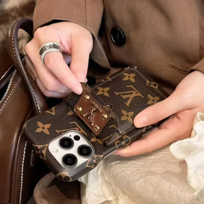 Monogram Canvas Back Card Holder Classic Ophidia Leather iPhone Case 13-18 Pro & Pro Max