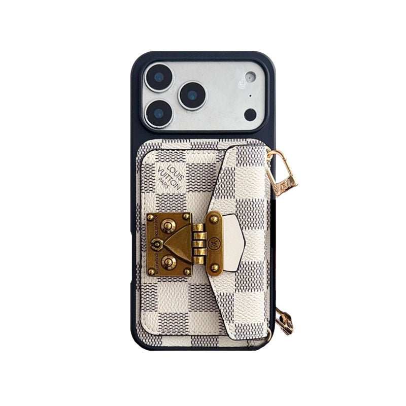 Luxury iPhone Case with Card Holder and Strap 12-18 Pro & Pro Max