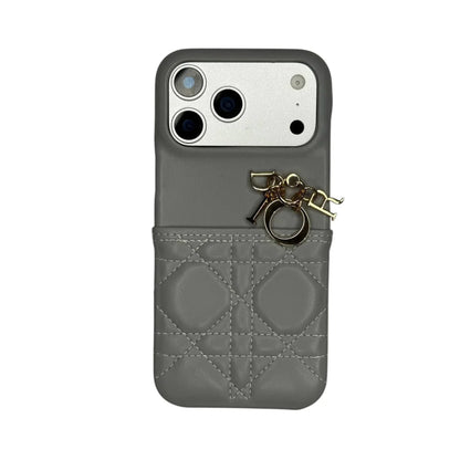 Dior Cannage Quilted Leather Charm Case for iPhone 12-18 Series