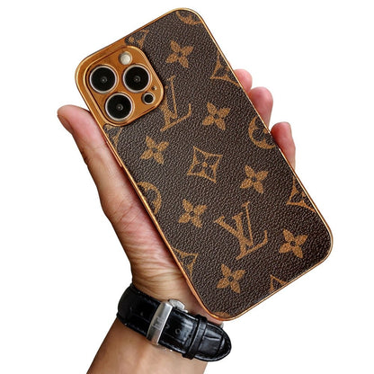 SOFT LUXURY IPHONE CASE WITH GOLDEN BORDER 12-18 Pro & Pro Max