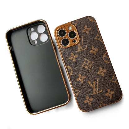 SOFT LUXURY IPHONE CASE WITH GOLDEN BORDER 12-18 Pro & Pro Max