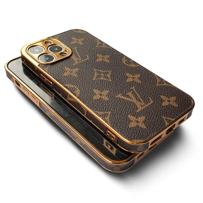 SOFT LUXURY IPHONE CASE WITH GOLDEN BORDER 12-18 Pro & Pro Max
