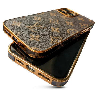 SOFT LUXURY IPHONE CASE WITH GOLDEN BORDER 12-18 Pro & Pro Max