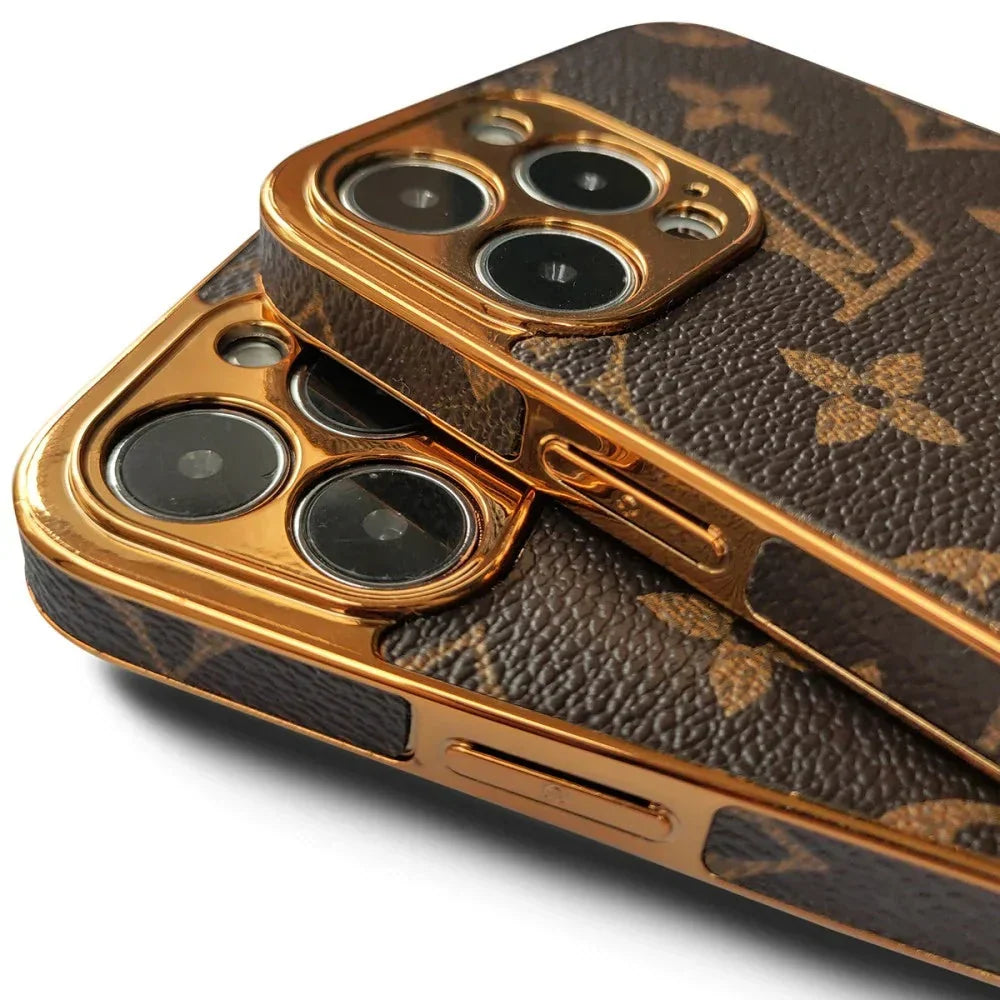 SOFT LUXURY IPHONE CASE WITH GOLDEN BORDER 12-18 Pro & Pro Max