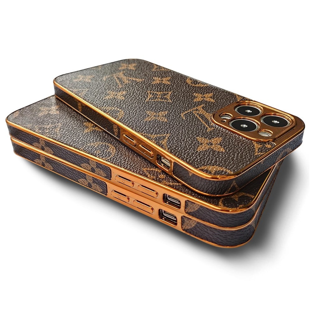 SOFT LUXURY IPHONE CASE WITH GOLDEN BORDER 12-18 Pro & Pro Max