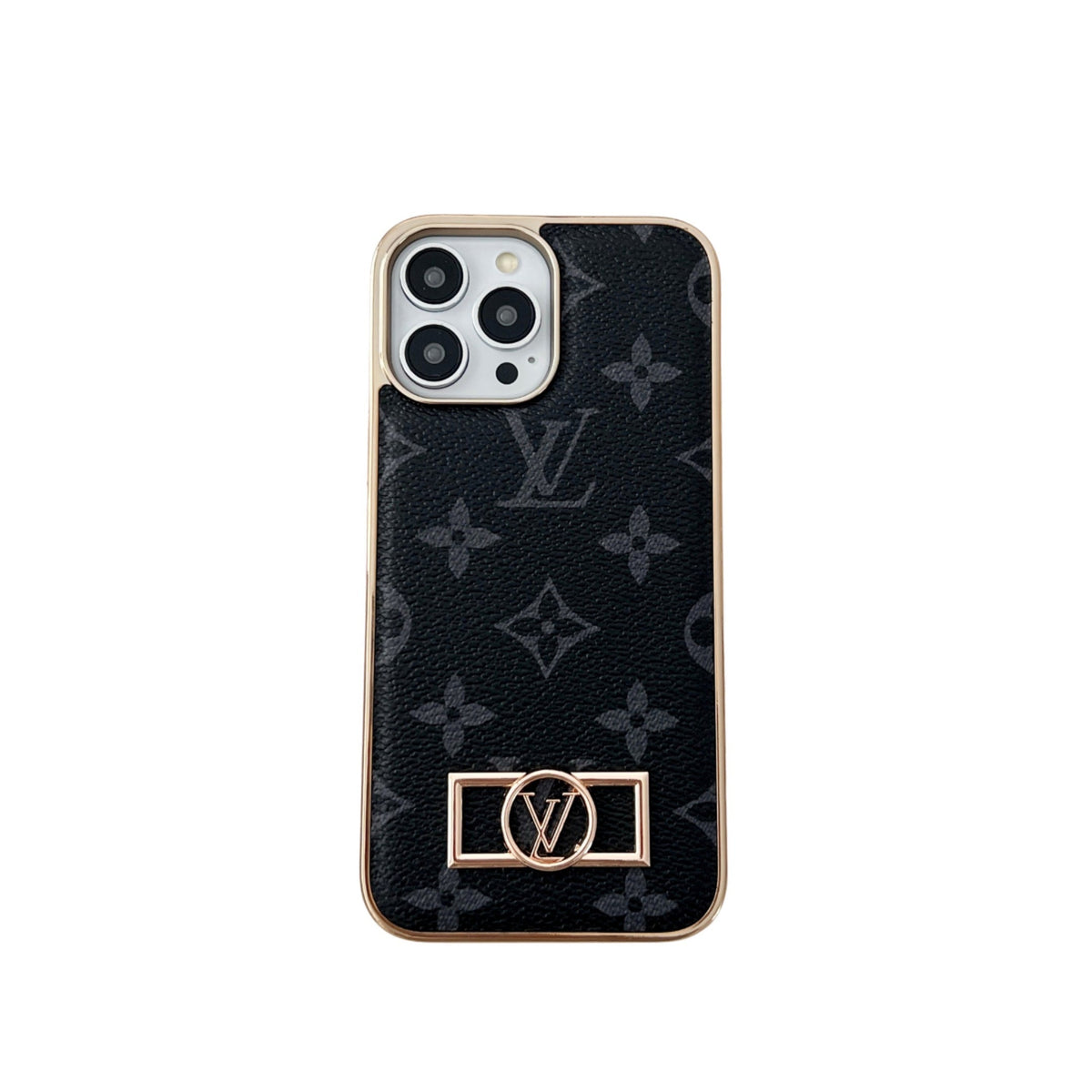 MONOGRAM CANVAS LEATHER PREMIUM ELECTROPLATING FOR IPHONE 13-18 Pro & Pro Max