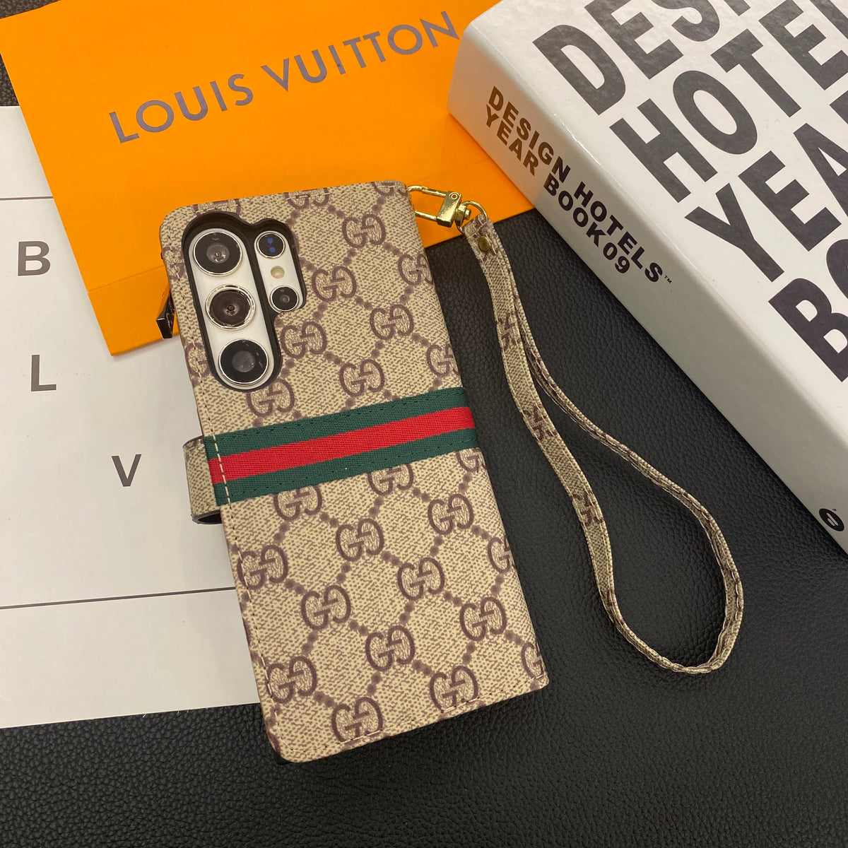 MONOGRAM CANVAS LEATHER WALLET SAMSUNG MOBILE PHONE CASE Roxy New