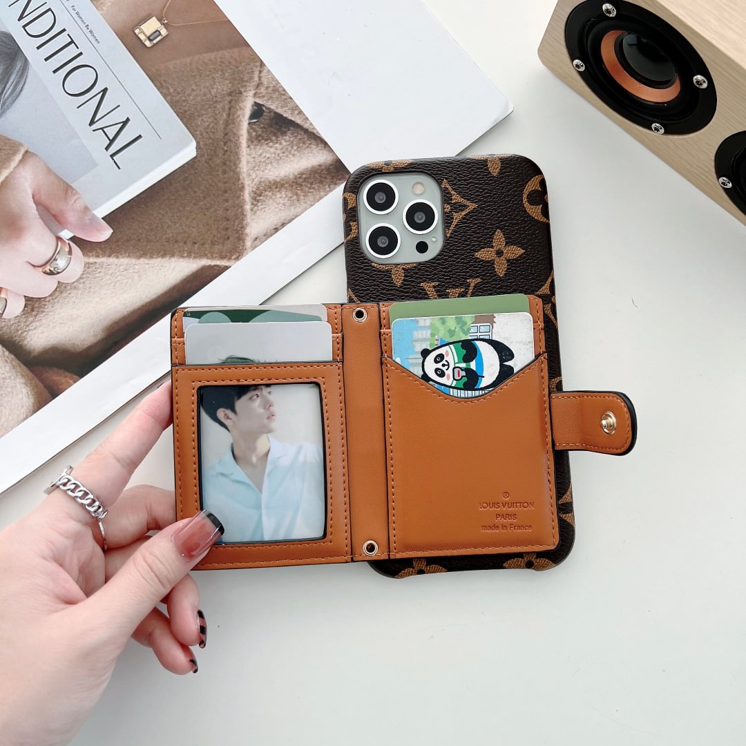 EMBROIDERED WALLET CARD HOLDER PHONE CASE 13-18 Pro & Pro Max