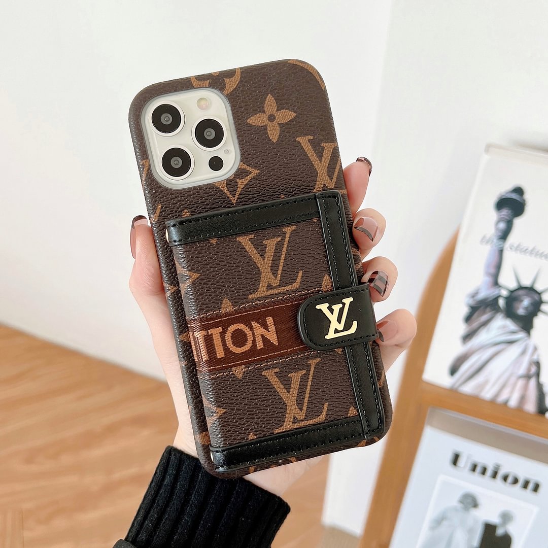 EMBROIDERED WALLET CARD HOLDER PHONE CASE 13-18 Pro & Pro Max