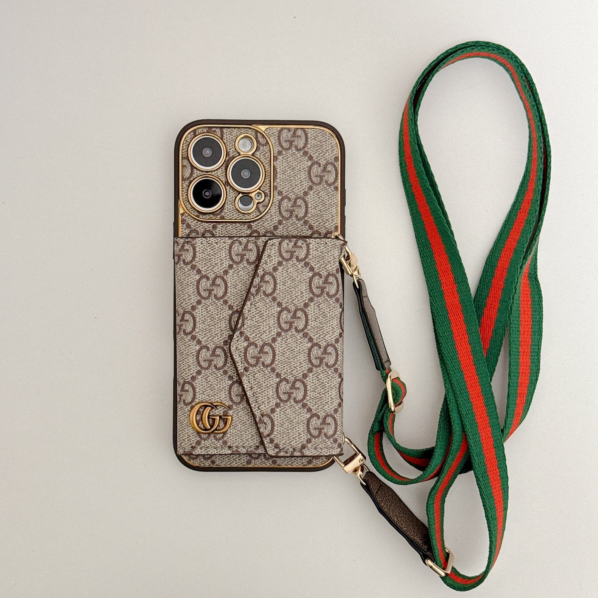 Luxury Monogram Canvas Leather Card Holder iPhone Case 12-18 Pro & Pro Max