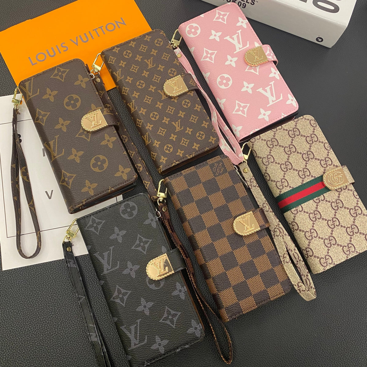MONOGRAM CANVAS LEATHER WALLET SAMSUNG MOBILE PHONE CASE Roxy New