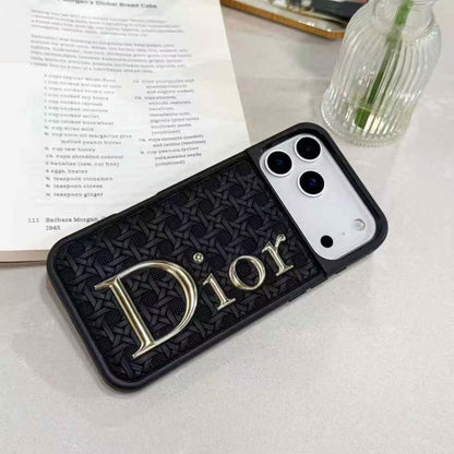 Luxury Cannage Weave iPhone Case with Gold Dior Logo