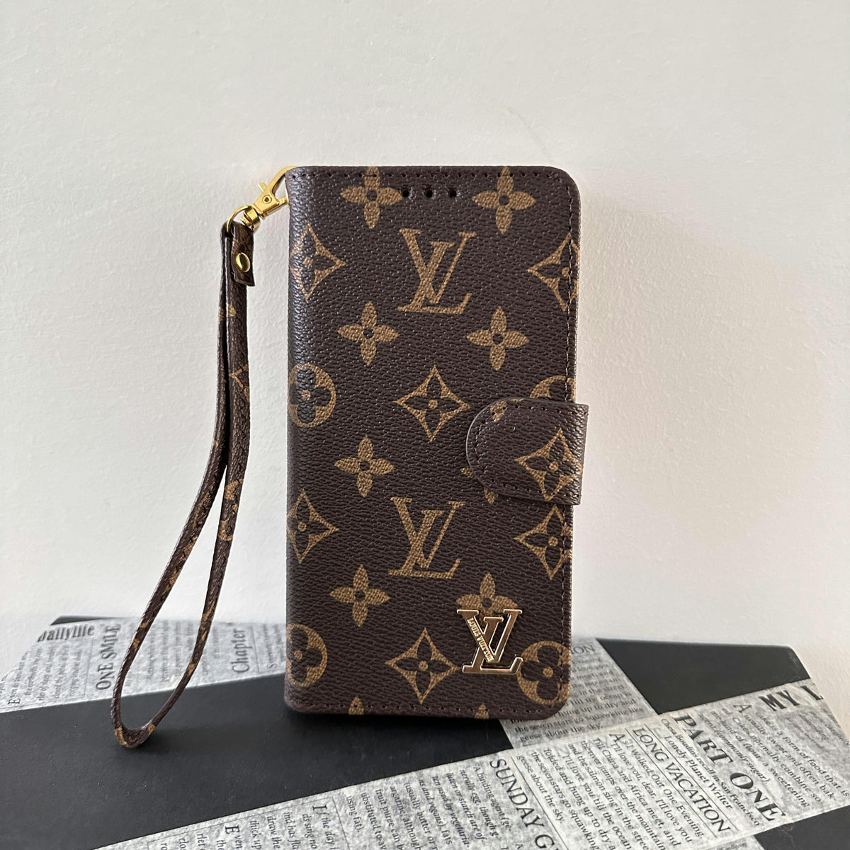 MONOGRAM CANVAS LEATHER WALLET SAMSUNG MOBILE PHONE CASE Roxy New