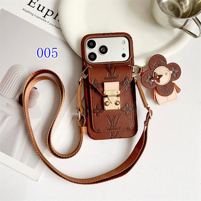 Luxury Monogram Crossbody iPhone Case with Detachable Wallet for iPhone 12-18 Pro & Pro Max