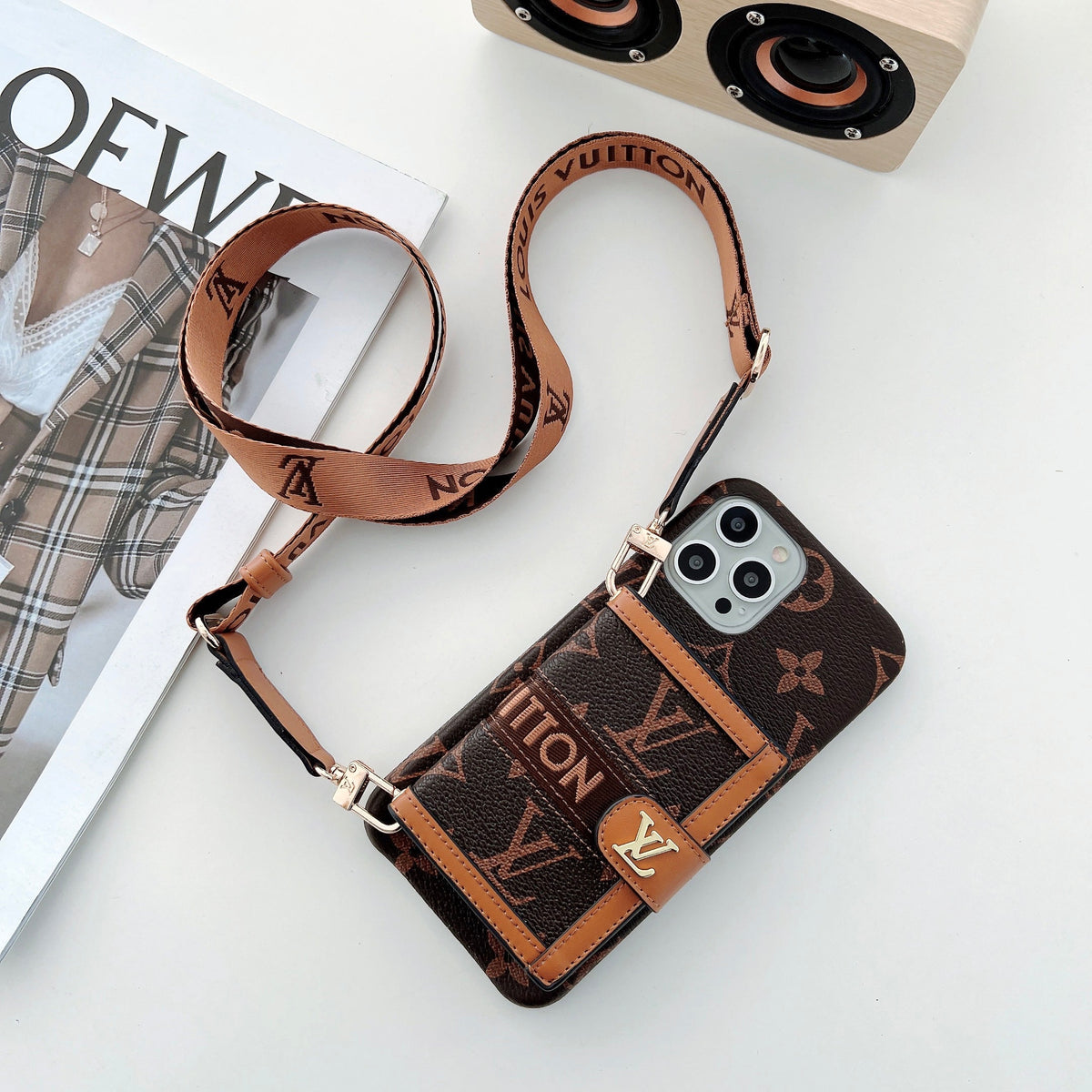EMBROIDERED WALLET CARD HOLDER PHONE CASE 13-18 Pro & Pro Max