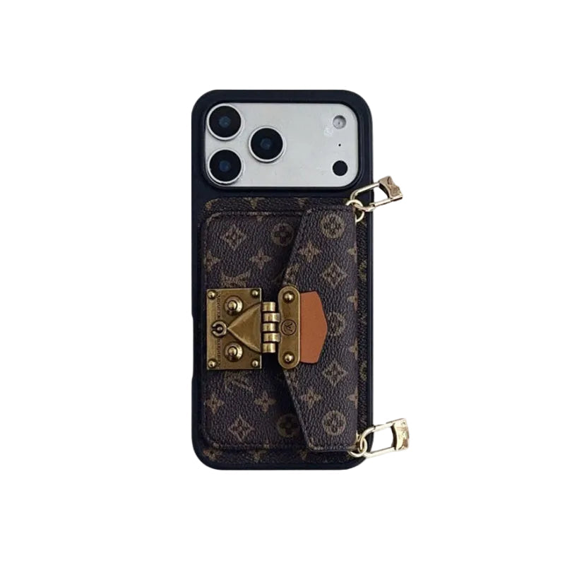 Luxury iPhone Case with Card Holder and Strap 12-18 Pro & Pro Max
