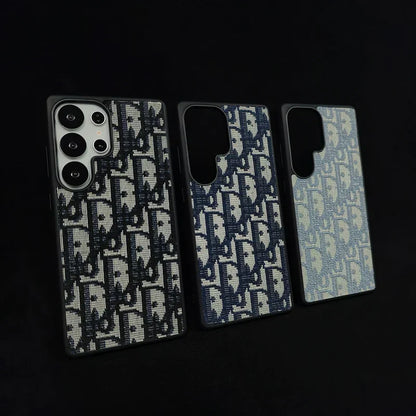 Dior-Inspired Oblique Jacquard Case for Samsung Galaxy S21-S26 Series
