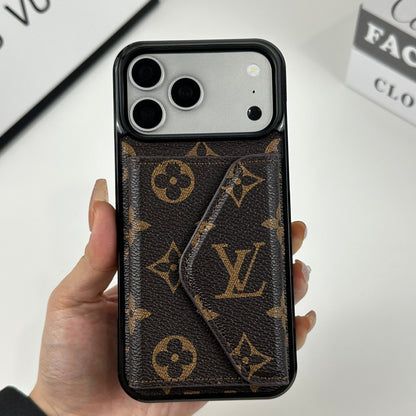 LV Monogram Canvas Folding Envelope Wallet Case for iPhone 13-18 Pro & Pro Max
