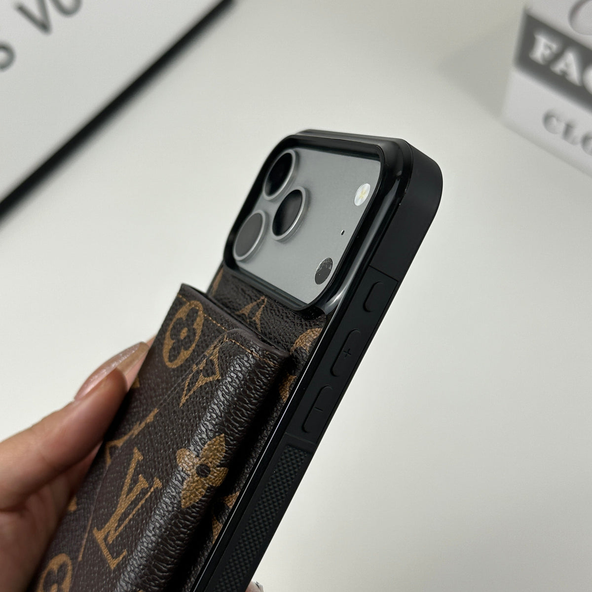 LV Monogram Canvas Folding Envelope Wallet Case for iPhone 13-18 Pro & Pro Max