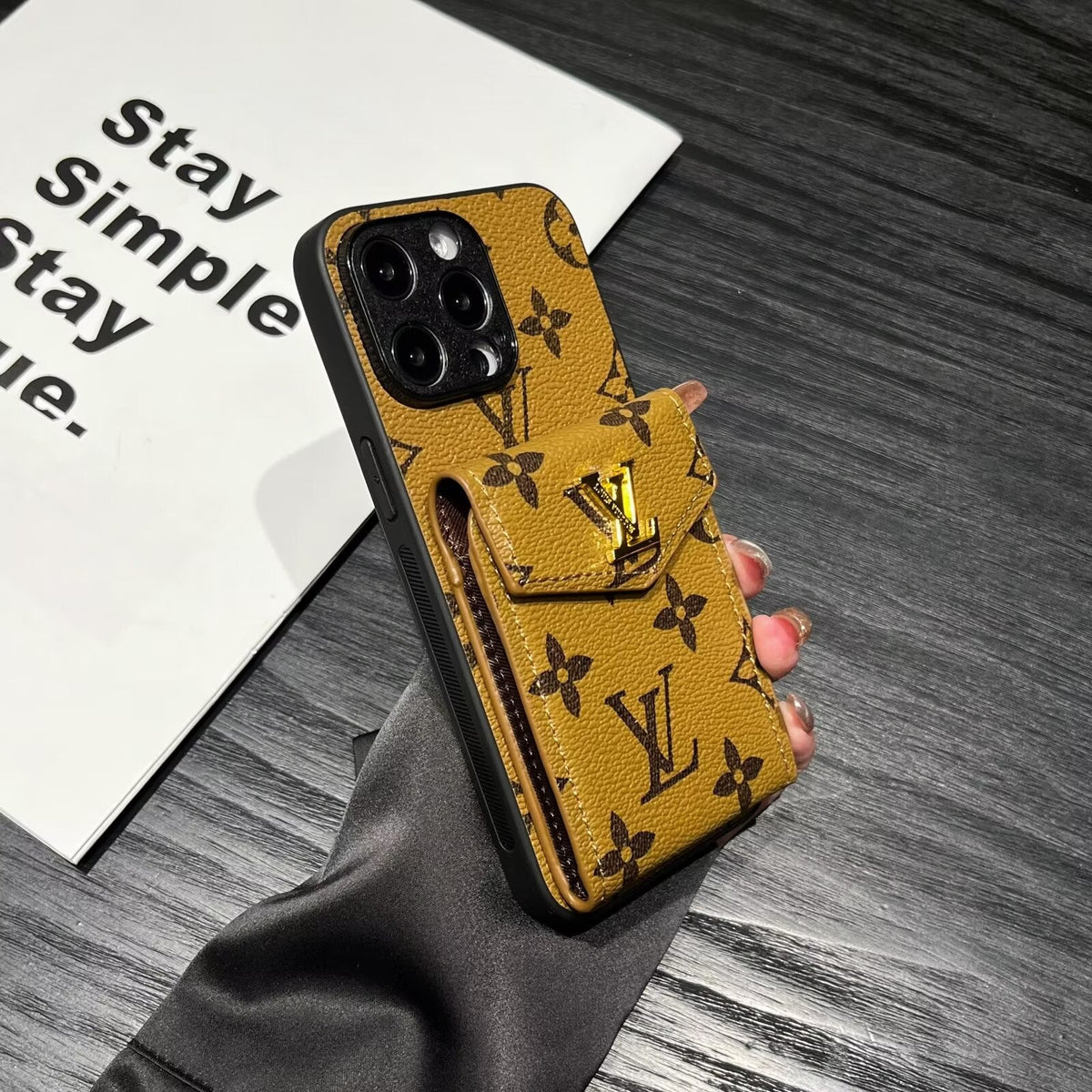 Luxury Card Holder Canvas Leather Apple iPhone Case 12-18 Pro & Pro Max