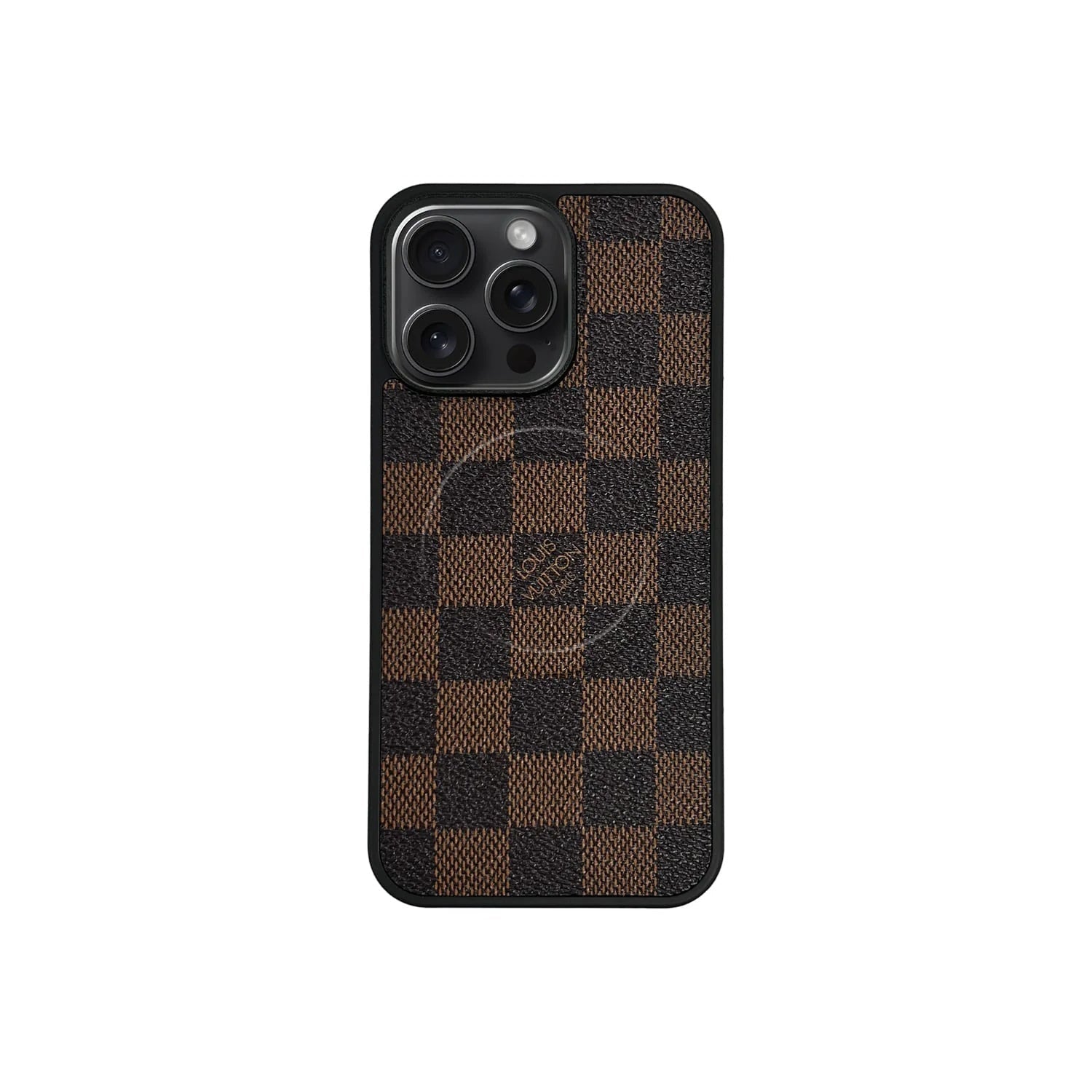 Classic Brown Checkered Full Coverage iPhone Case Position 4
