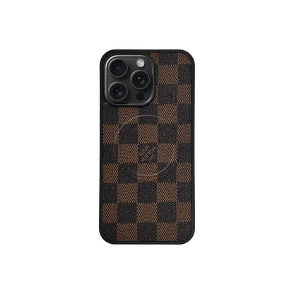 Classic Brown Checkered Full Coverage iPhone Case Position 4