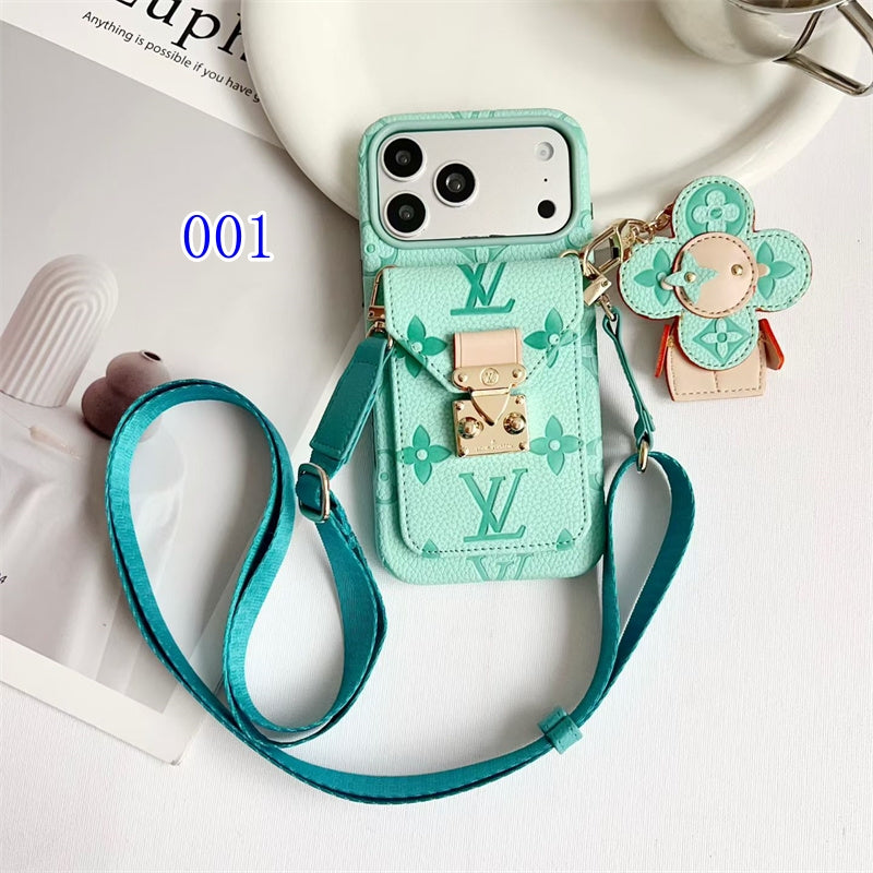 Luxury Monogram Crossbody iPhone Case with Detachable Wallet for iPhone 12-18 Pro & Pro Max