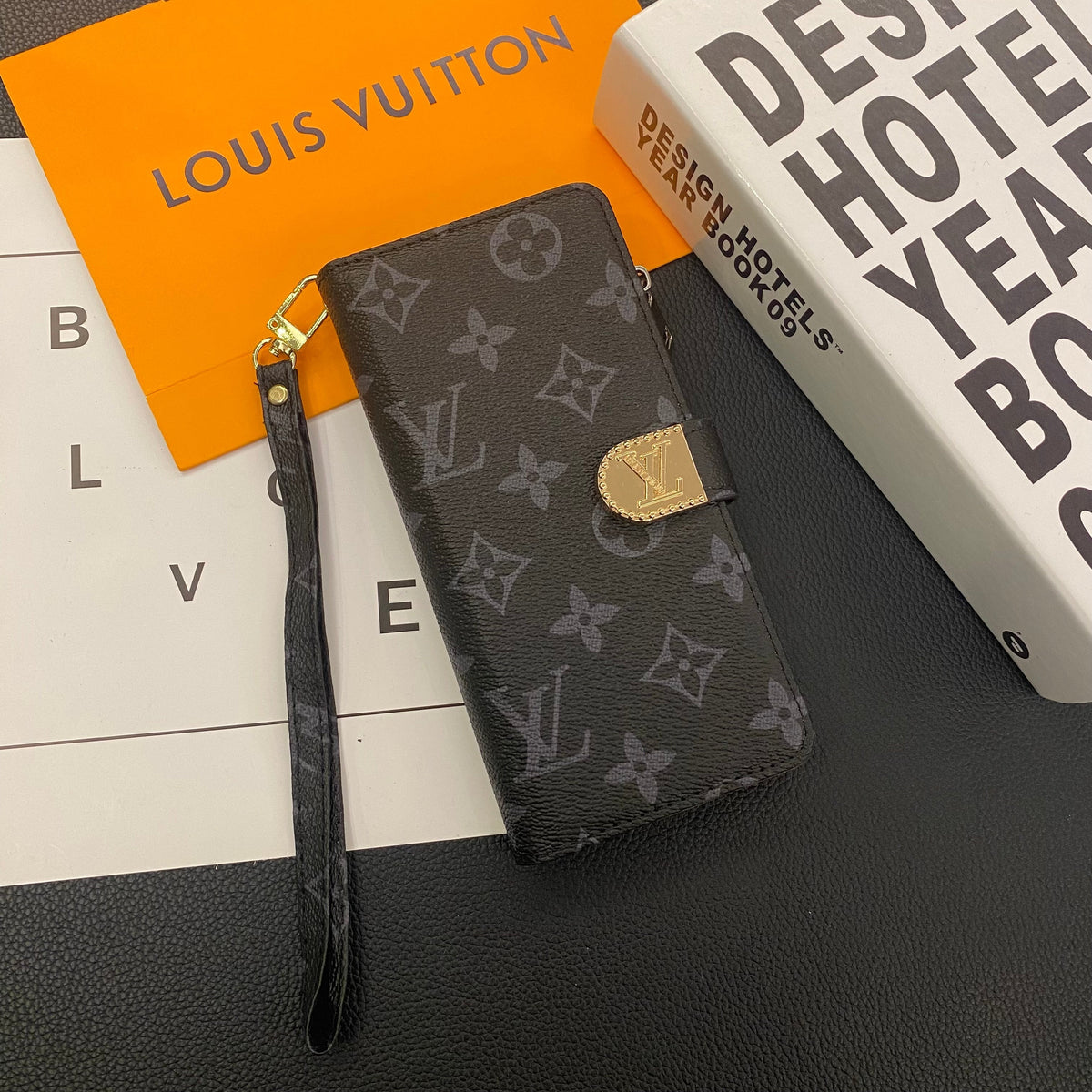 MONOGRAM CANVAS LEATHER WALLET SAMSUNG MOBILE PHONE CASE Roxy New