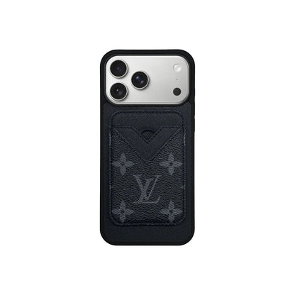 Retro Letter Brown Card Pocket iPhone Case Position 1