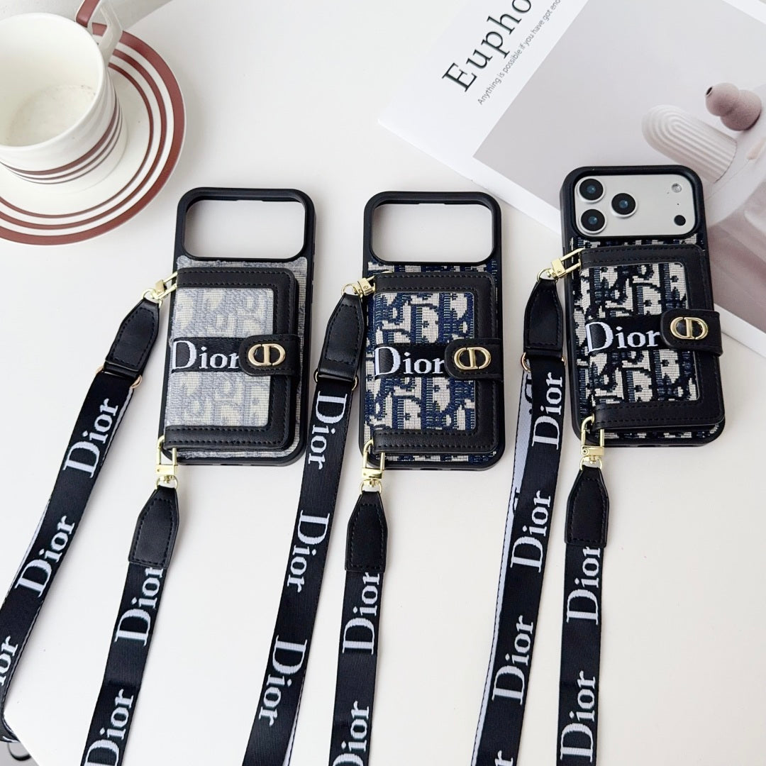 Dior Crossbody Strap Leather Case - iPhone 12-18 Pro & Pro Max