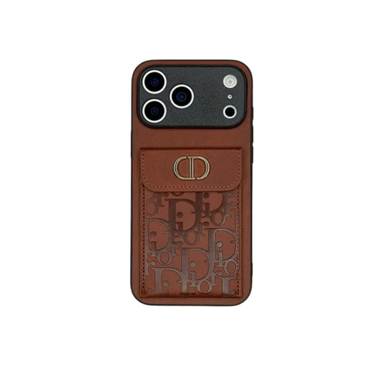 DR Oblique Flap Pocket Leather Case - Saddle BrownFor iPhone 12-18 Series