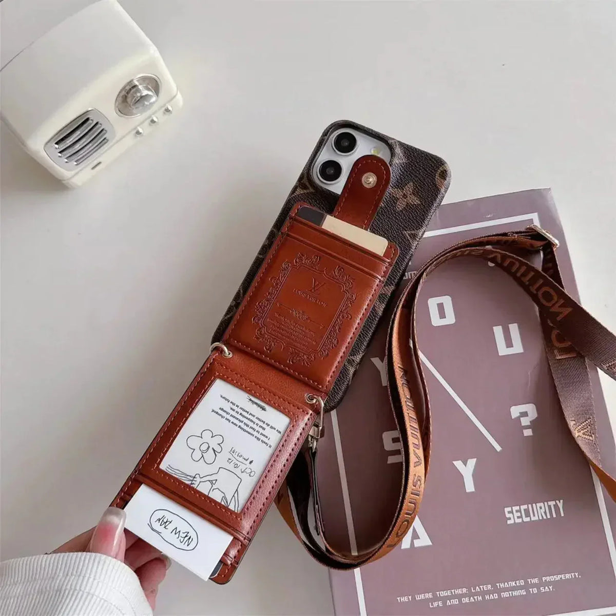 luxury iPhone Case Card Holder Detachable Lanyard 12-18 Pro & Pro Max