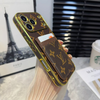Lv Luxury Phone Case with Card Holder For iPhone 12-18 Pro & Pro Max