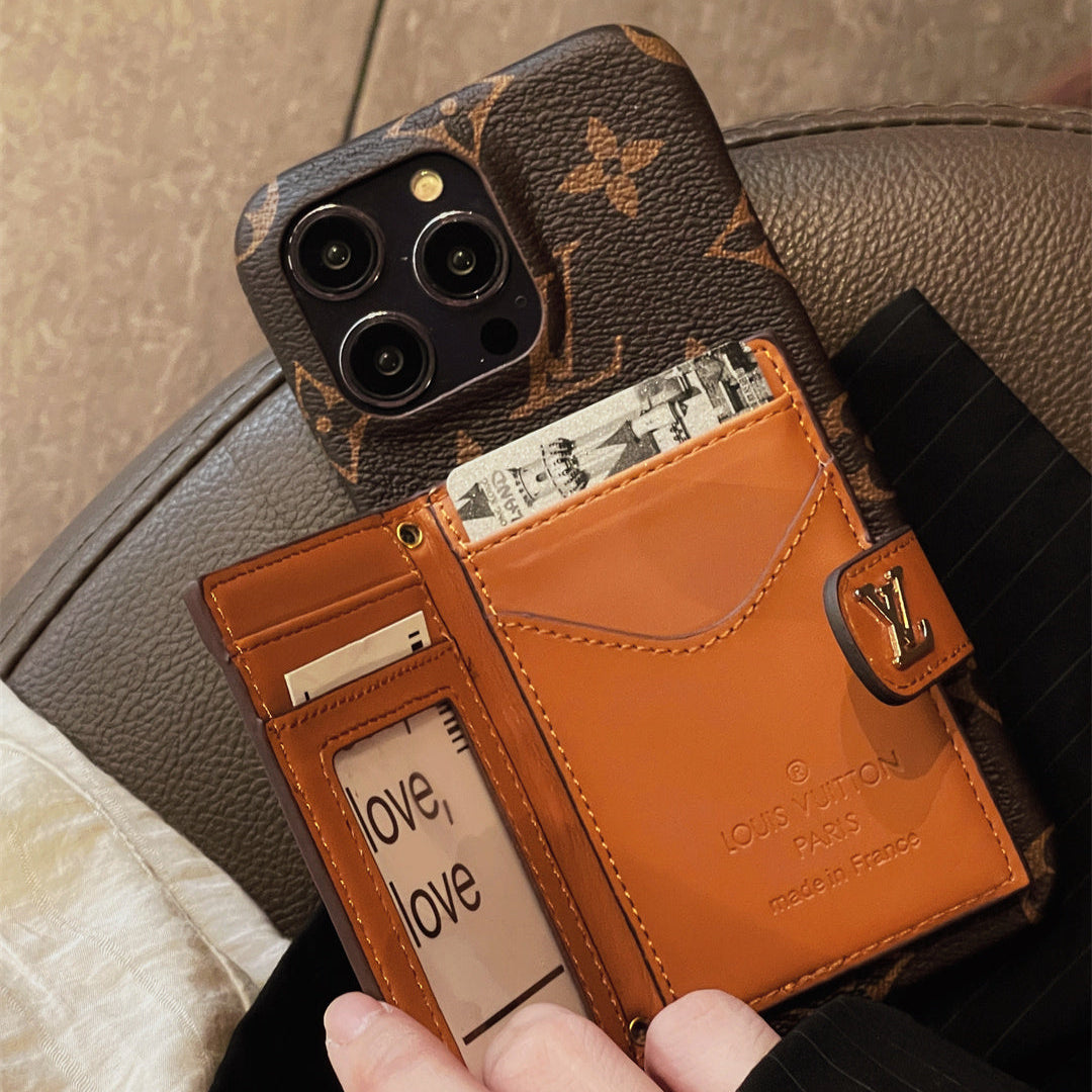 Canvas Leather Wallet Card Holder Crossbody iPhone Case 12-18 Pro & Pro Max