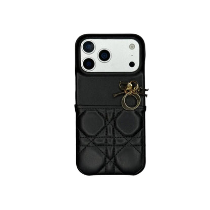 Dior Cannage Quilted Leather Charm Case for iPhone 12-18 Series