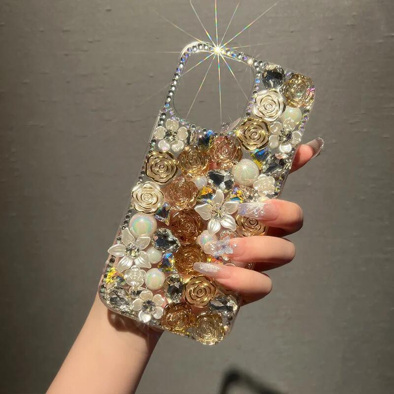 Luxury 3D Rhinestone Rose Case | Artisan Jeweled Protection for iPhone