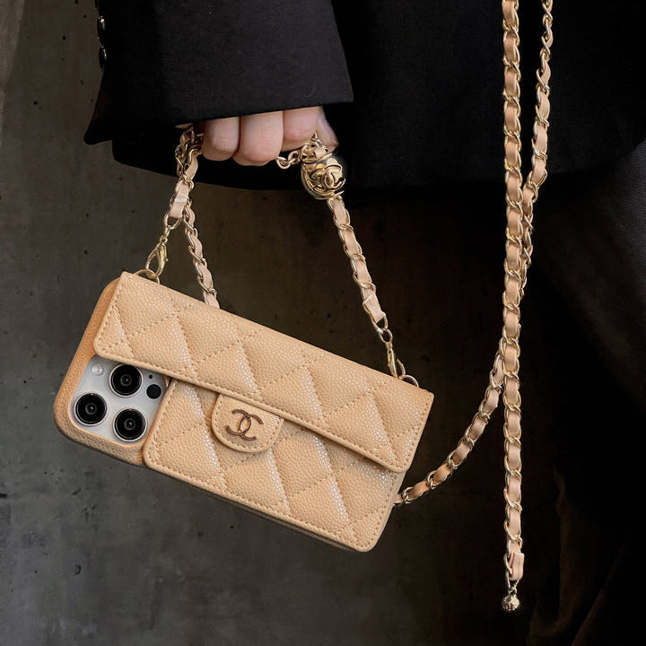 Chanel Genuine Leather Wallet Leather Crossbody Bag Apple iPhone Case Roxy New 2