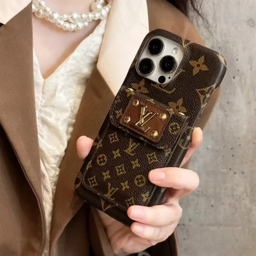 Monogram Canvas Back Card Holder Classic Ophidia Leather iPhone Case 13-18 Pro & Pro Max