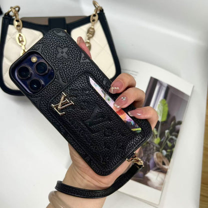 Luxe Card Holder Strap Case – Inspired Elegance for iPhone